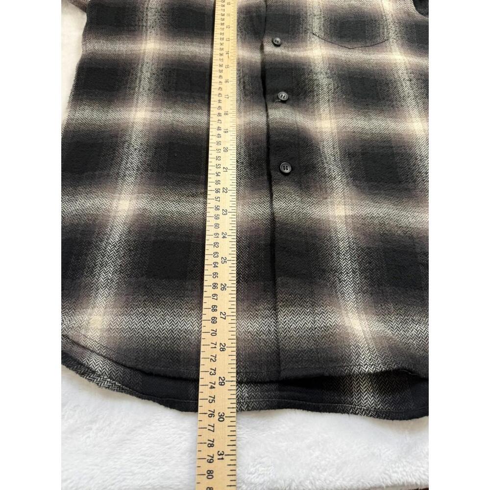 John Elliot Brushed Flannel Button Up Shirt White Black Plaid Medium - Picture 6 of 6
